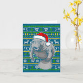 Cute Christmas Manatee Shirt, Manatee Ugly Xmas Sw カード (黄色い花)