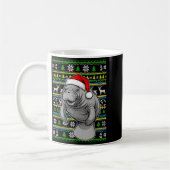 Cute Christmas Manatee Shirt, Manatee Ugly Xmas Sw コーヒーマグカップ (左)