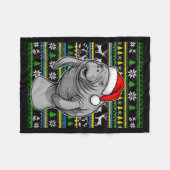 Cute Christmas Manatee Shirt, Manatee Ugly Xmas Sw フリースブランケット (正面(横))
