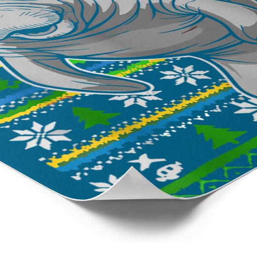 Cute Christmas Manatee Shirt, Manatee Ugly Xmas Sw ポスター (角)