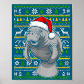 Cute Christmas Manatee Shirt, Manatee Ugly Xmas Sw ポスター (正面)