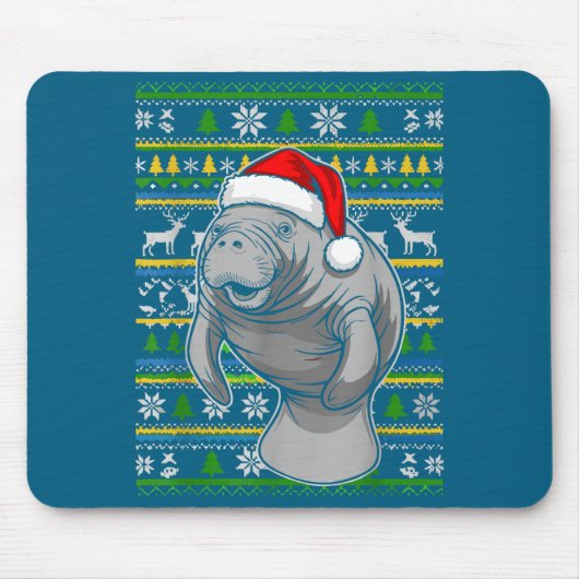 Cute Christmas Manatee Shirt, Manatee Ugly Xmas Sw マウスパッド (正面)
