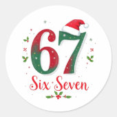 Cute Christmas Meme Six Seven 67 6 7 Holiday ラウンドシール (正面)