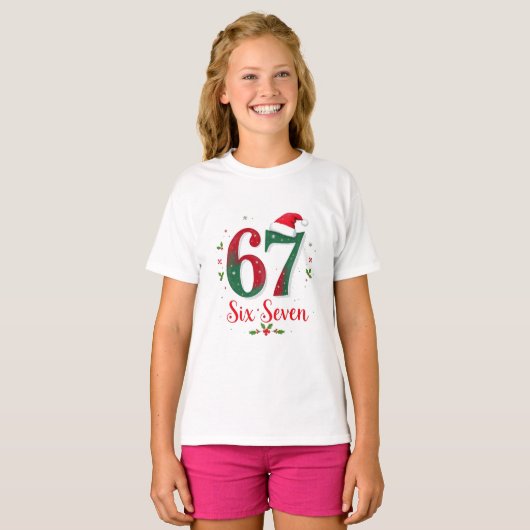 Cute Christmas Meme Six Seven 67 6 7 Holiday Tシャツ (正面フル)