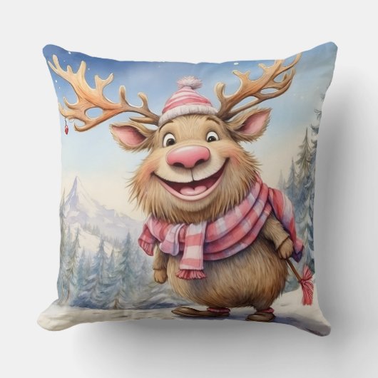 Cute Christmas Moose クッション (正面)