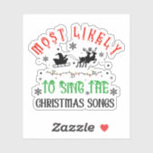 Cute Christmas Most likely to Sing Christmas Songs シール (シート)