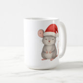 Cute Christmas Mouse in Santa Hat コーヒーマグカップ (正面右)