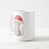 Cute Christmas Mouse in Santa Hat コーヒーマグカップ (正面左)