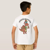 Cute Christmas Neovenator Family – Festive Dino Ho Tシャツ (裏面フル)