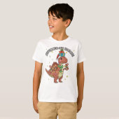 Cute Christmas Neovenator Family – Festive Dino Ho Tシャツ (正面フル)
