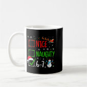 Cute Christmas Nice Naughty 6-7 Snowman Holiday Te コーヒーマグカップ (左)