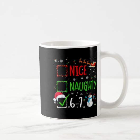 Cute Christmas Nice Naughty 6-7 Snowman Holiday Te コーヒーマグカップ (右)