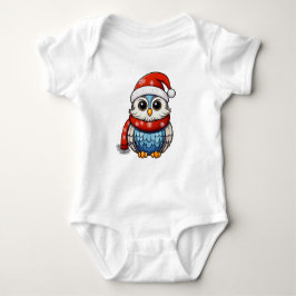 Cute Christmas Owl – Adorable Holiday Bodysuit ベビーボディスーツ