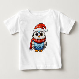 Cute Christmas Owl – Festive Kids T-Shirt Design ベビーTシャツ