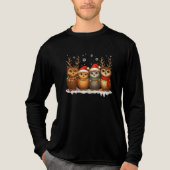 Cute Christmas Owls with Santa Hats & Reindeer  トライブレンドＴシャツ (正面)