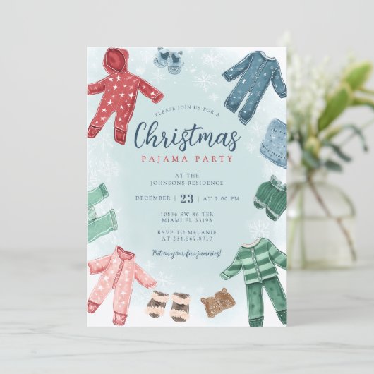 Cute Christmas Pajama Party 招待状 (スタンド正面)