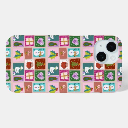 Cute Christmas Patchwork Pattern Case-Mate iPhoneケース (裏面 (横))