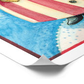 Cute Christmas, Patriotic Santa Claus with Flag ポスター (角)