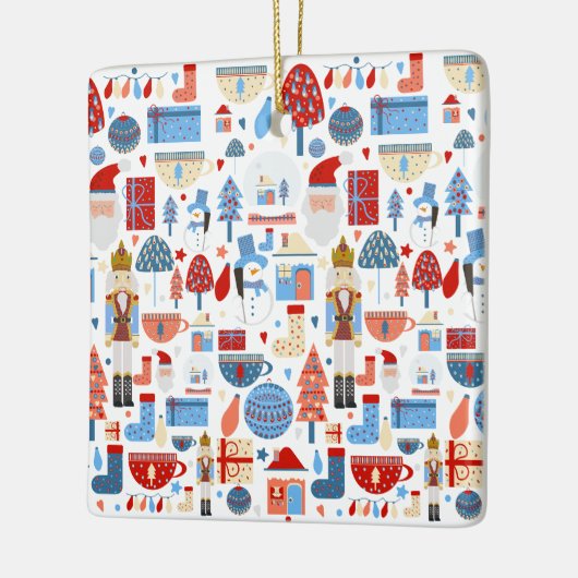 Cute Christmas Pattern セラミックオーナメント (左)