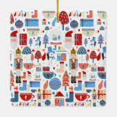 Cute Christmas Pattern セラミックオーナメント (裏面)
