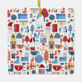 Cute Christmas Pattern セラミックオーナメント (正面)