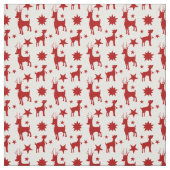 Cute Christmas pattern with red reindeer and stars ファブリック (見本)