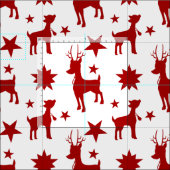 Cute Christmas pattern with red reindeer and stars ファブリック (タイル)
