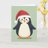 Cute Christmas Penguin Card カード (黄色い花)