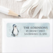 Cute Christmas Penguin Custom Christmas ラベル (インサイチュ)