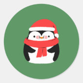 Cute Christmas Penguin in Santa Hat Custom ラウンドシール (正面)