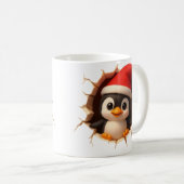 Cute Christmas Penguin Mug - Custom Name Santa Hat コーヒーマグカップ (正面右)