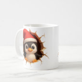 Cute Christmas Penguin Mug - Custom Name Santa Hat コーヒーマグカップ (正面左)