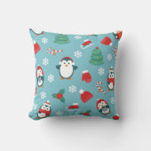 Cute Christmas Penguins Pattern クッション (正面)