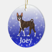 Cute Christmas Personalized  Basenji Brindle セラミックオーナメント (左)