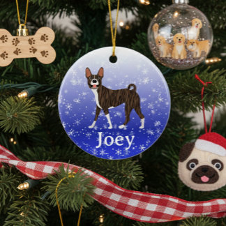 Cute Christmas Personalized  Basenji Brindle セラミックオーナメント