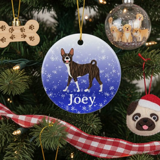 Cute Christmas Personalized  Basenji Brindle セラミックオーナメント
