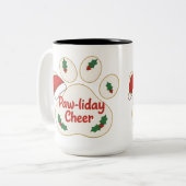 Cute Christmas Pet Paw ツートーンマグカップ (正面左)