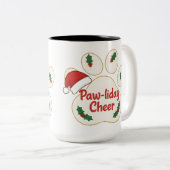 Cute Christmas Pet Paw ツートーンマグカップ (正面右)