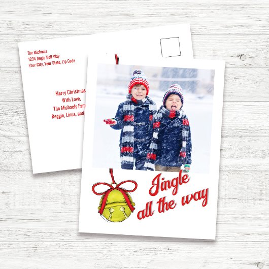 Cute Christmas Photo Card Jingle All the Way シーズンポストカード