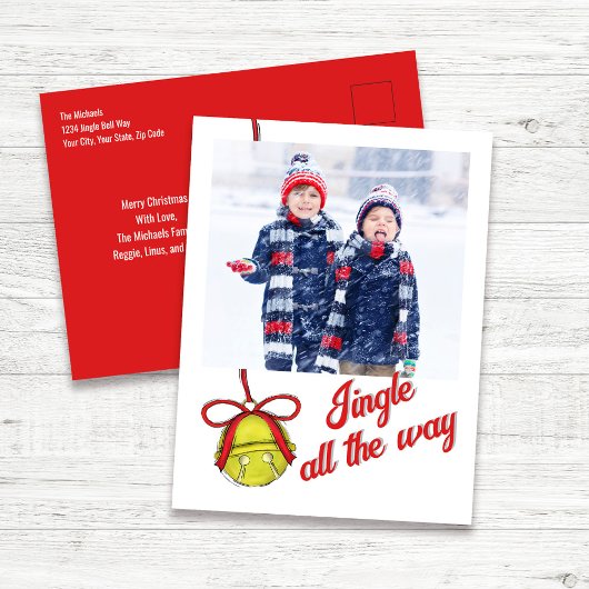 Cute Christmas Photo Card Jingle All the Way シーズンポストカード