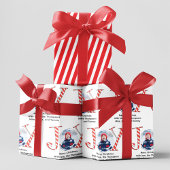 Cute Christmas Photo Joy Typography Custom ラッピングペーパーシート