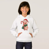 Cute Christmas Pig Kids Hoodie (正面フル)