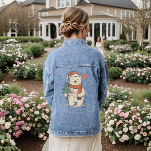 Cute Christmas Polar Bear Denim Jacket  デニムジャケット (ウェディング裏面)
