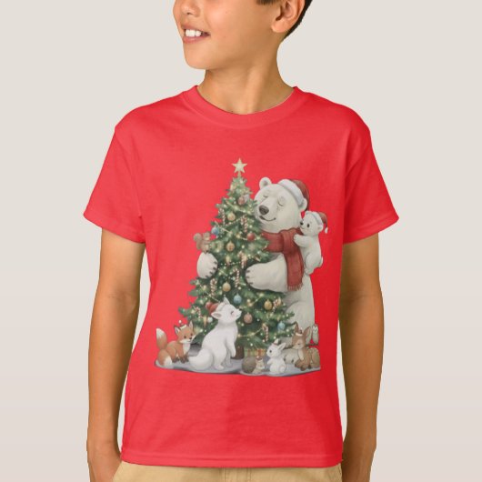 Cute Christmas Polar Bear & Friends Tシャツ (正面)