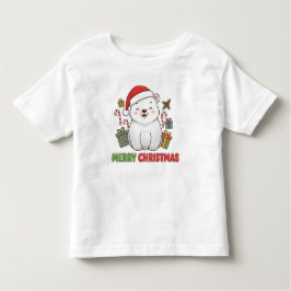 Cute Christmas Polar Bear Illustration トドラーTシャツ