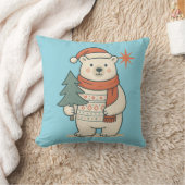 Cute Christmas Polar Bear Scandinavian Winter  クッション (ブランケット)