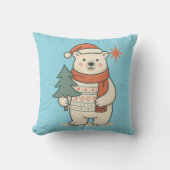 Cute Christmas Polar Bear Scandinavian Winter  クッション (正面)