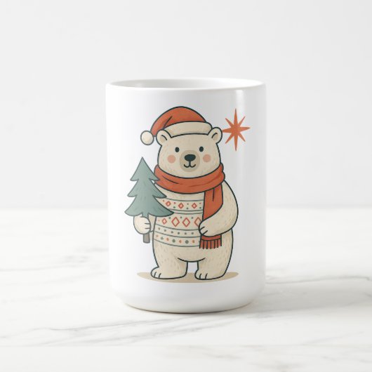 Cute Christmas Polar Bear Scandinavian Winter  コーヒーマグカップ (中央)