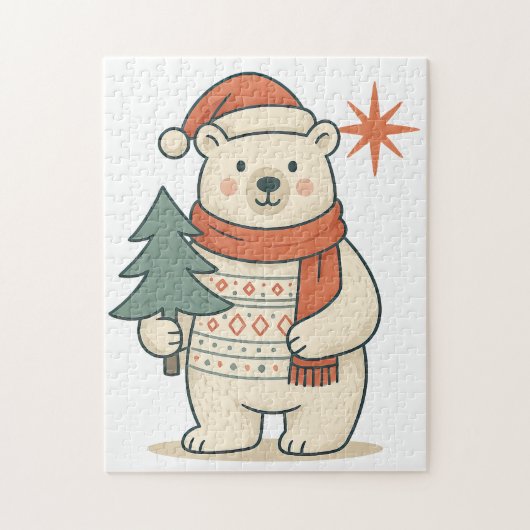 Cute Christmas Polar Bear Scandinavian Winter  ジグソーパズル (縦)