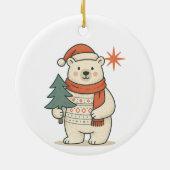 Cute Christmas Polar Bear Scandinavian Winter  セラミックオーナメント (裏面)